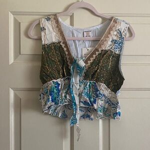 NWT Ananta Bohemian Sleeveless Crop Top, Size OS